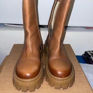 Tan leather boots